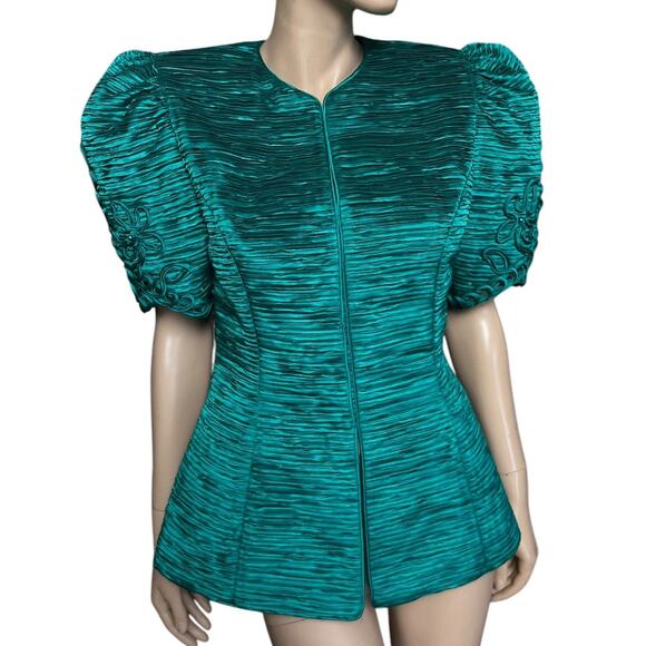 Lillie Rubin Tops - Lillie Rubin Vintage 80s Blouse Jacket Puffed Sleeves Snaps Front Closure Sz 10